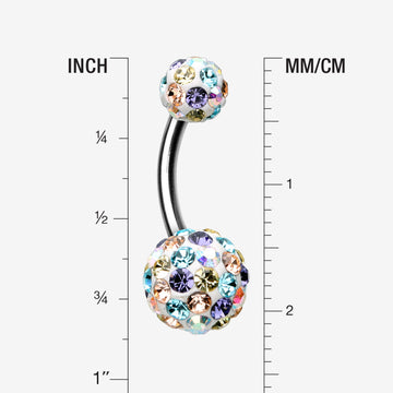 Detail View 1 of Brilliant Multi-Gem Sprinkle Sparkle Belly Ring-Aurora Borealis/Light Pink/Aqua